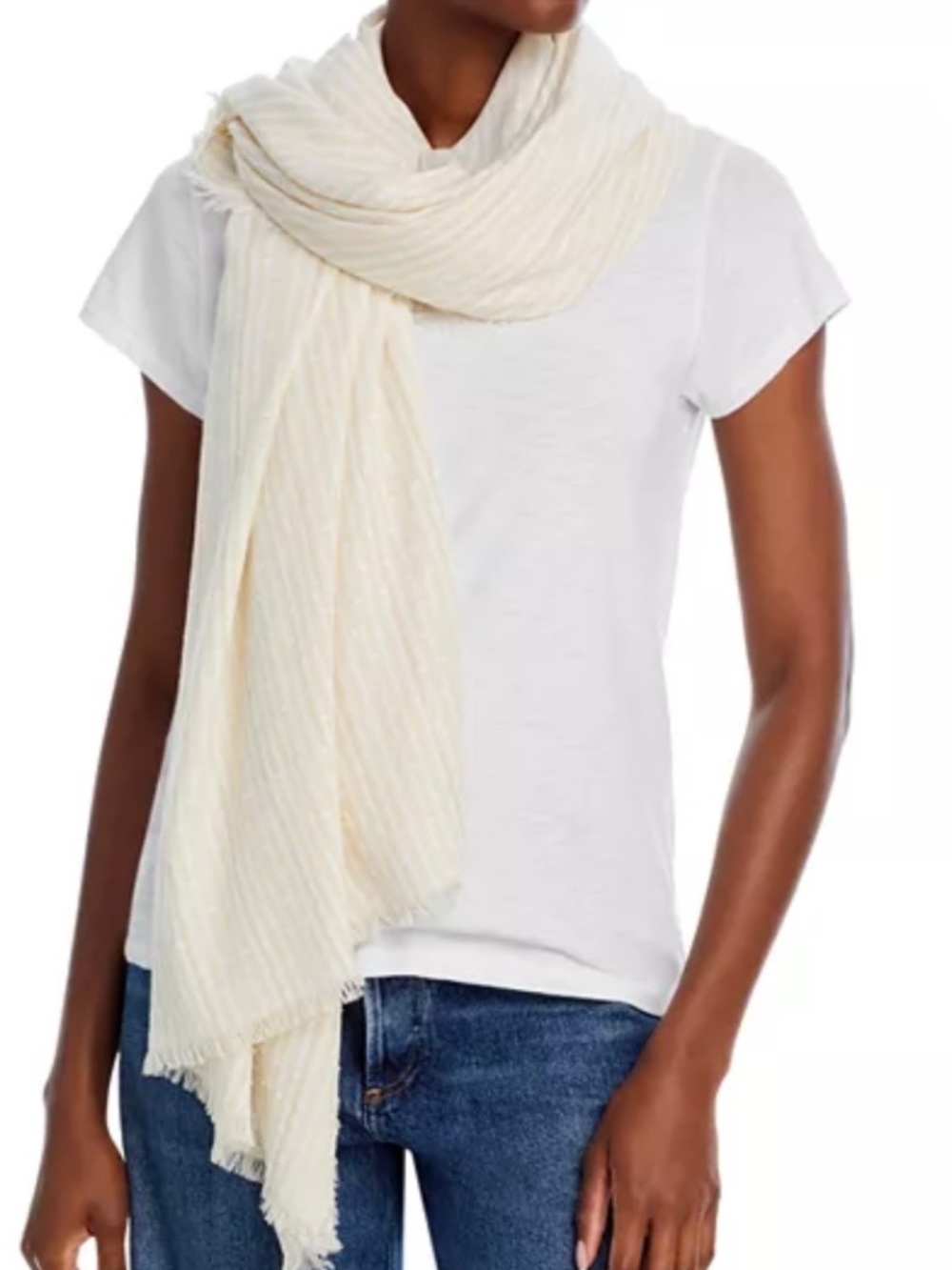 rag & bone Astra Lurex Strip Scarf Wrap Turtle Dove